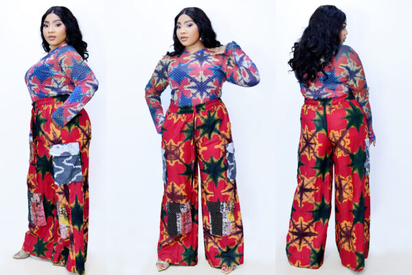 KOW 238 ADIRE TROUSER AND NET TOP